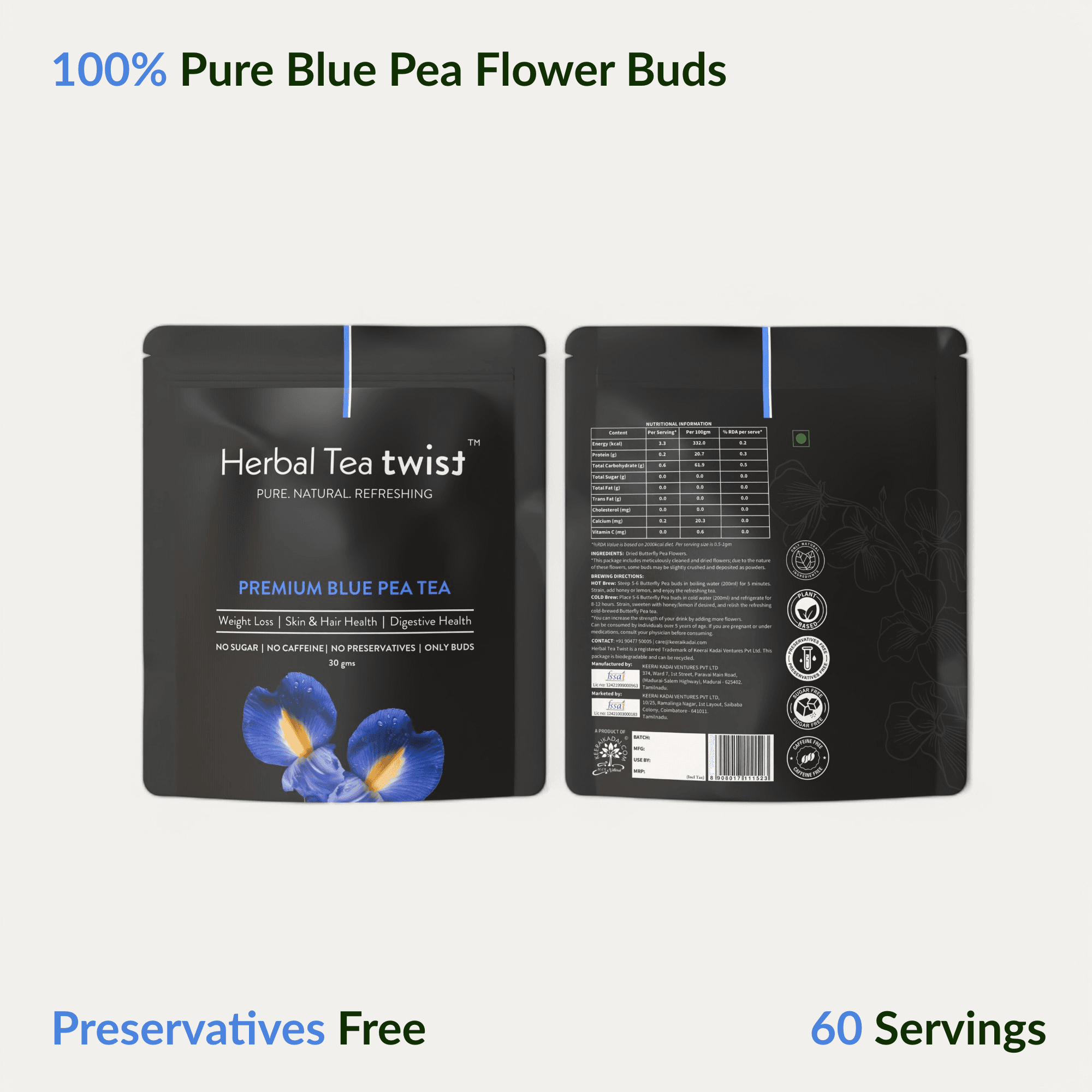 Premium Blue Tea (Whole Buds)